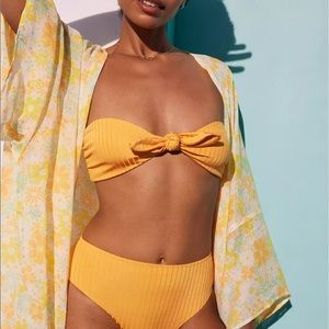 aerie // NWT ribbed shine bikini petal orange